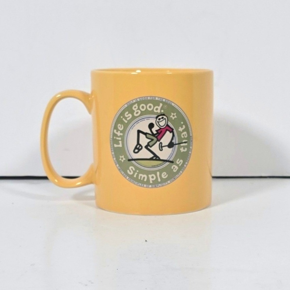 Life is Good Coffee Mug Golfing Guy Yellow Do What You Like Ceramic 16 oz